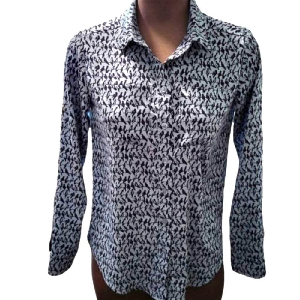 ANN TAYLOR PETITE BLOUSE WITH BIRDS SZ.XXSP